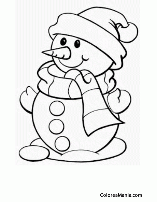 Colorear Muñeco de Nieve (Navidad), dibujo para colorear gratis Colorear Muñeco de Nieve (Navidad), dibujo para colorear gratis