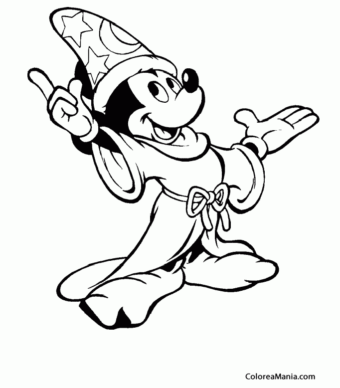 Colorear Mickey el Mago (Clásicos Disney), dibujo para colorear gratis