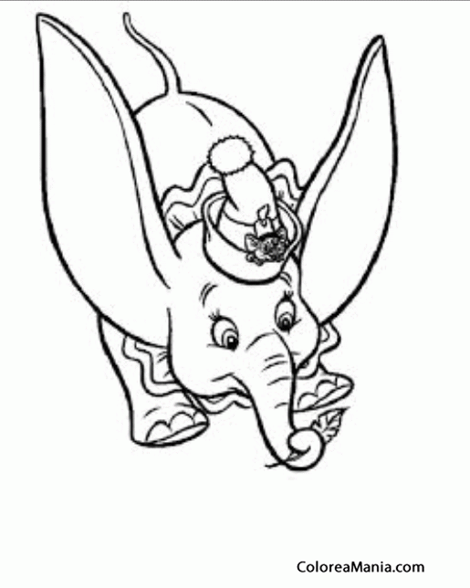 Colorear Dumbo recoge una pluma