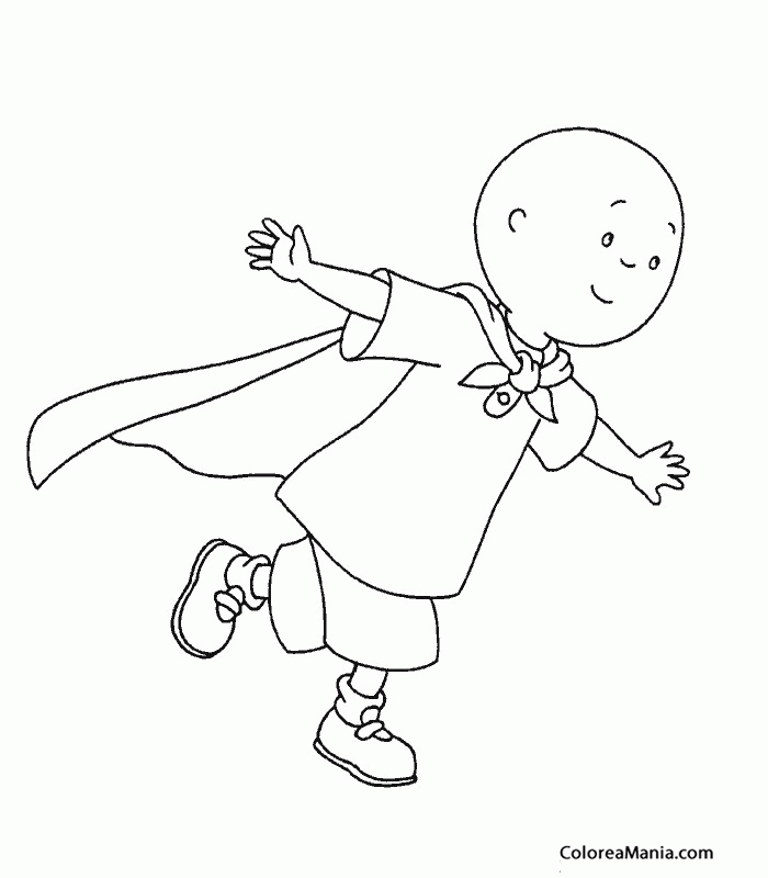 Colorear Caillou volando