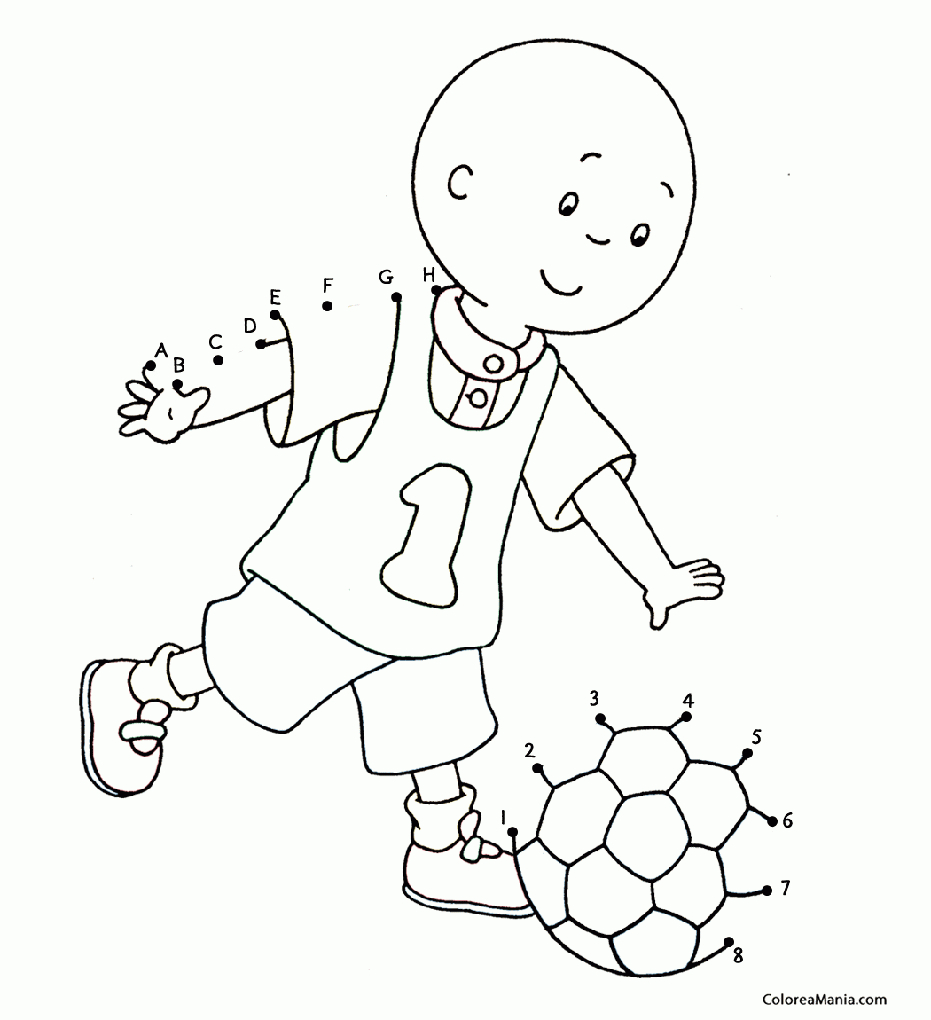 Colorear Caillou jugando a la pelota