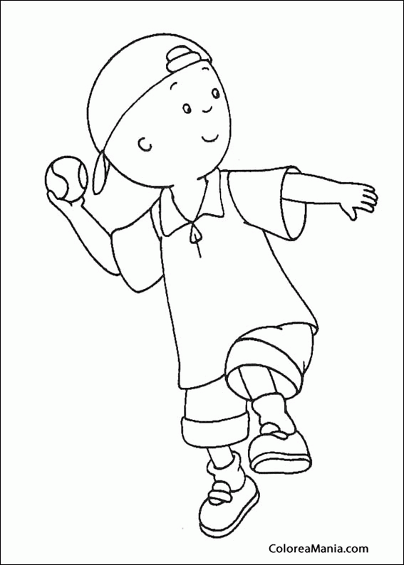 Colorear Caillou jugando a beisbol