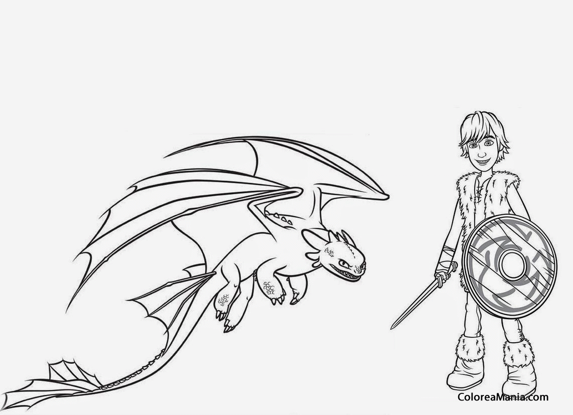 Colorear Desdentao y Hipo armado con espada (Cómo entrenar a tu dragón), dibujo para colorear gratis Colorear Desdentao y Hipo armado con espada (Cómo entrenar a tu dragón), dibujo para colorear gratis