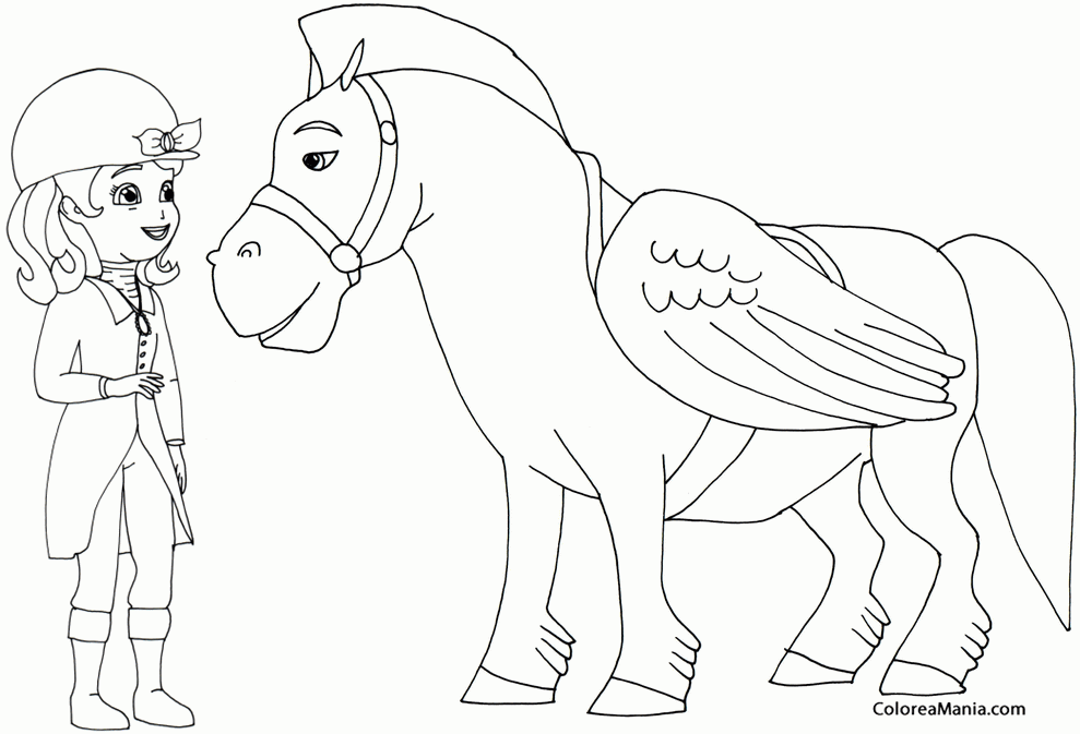 Colorear Princesa Sofa con su caballo