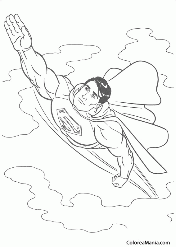 Colorear Superman en pleno vuelo