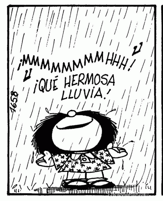 Colorear A Mafalda le gusta la lluvia