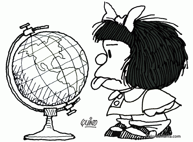 Colorear Mafalda saca la lengua al mundo
