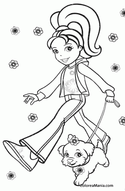 Colorear Polly pocket con su perrito