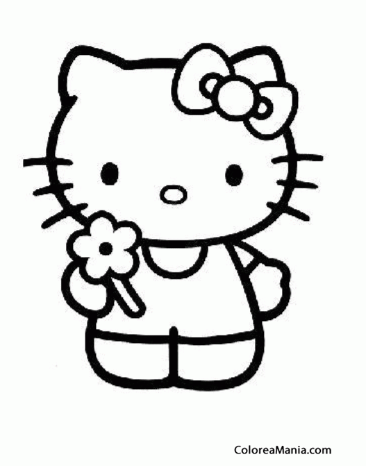 Colorear Hello Kitty con una margarita