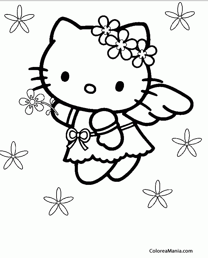 Colorear Hello Kitty angelito