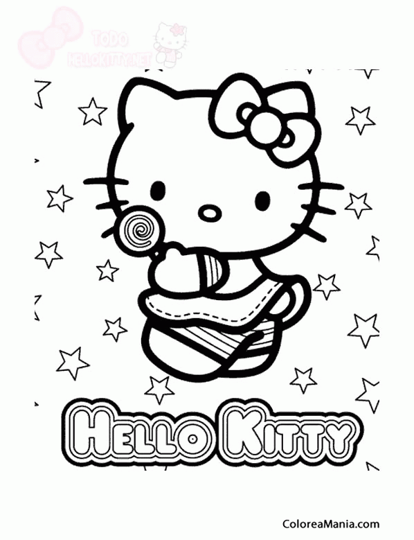 Colorear Hello Kitty con una piruleta