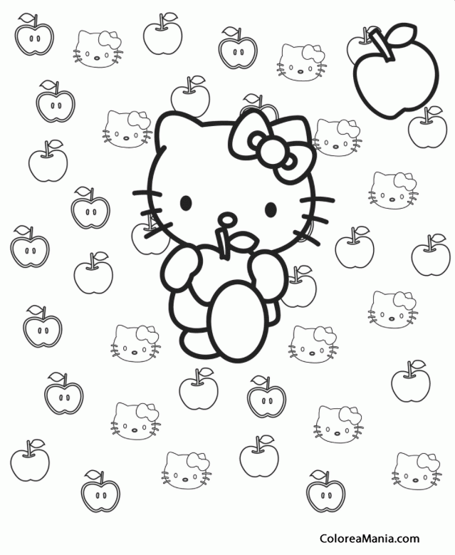 Colorear Kitty cuenta manzanas