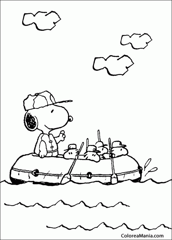 Colorear Snoopy en barca