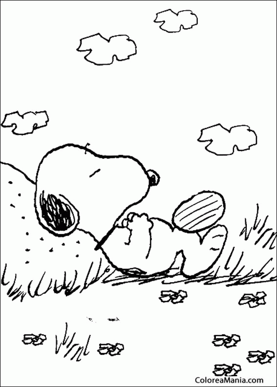 Colorear Snoopy durmiendo