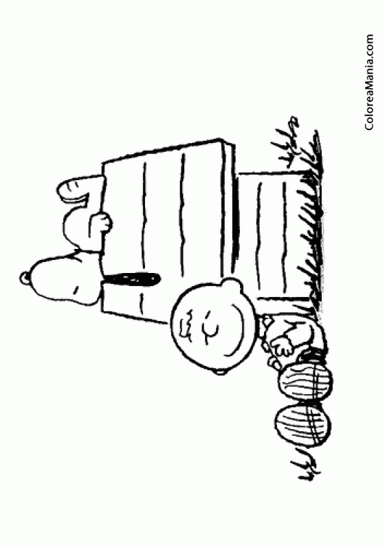 Colorear Snoopy y Charlie durmiendo