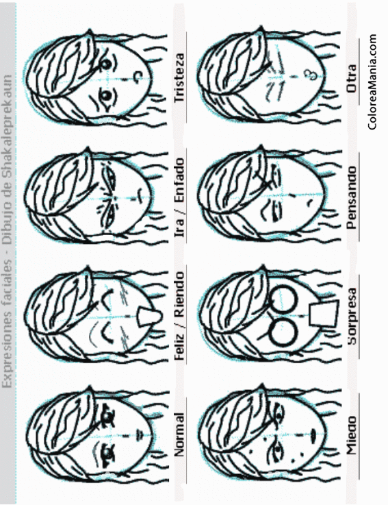 Colorear Expresiones faciales Shakal (Expresión y Lenguaje), dibujo para  colorear gratis