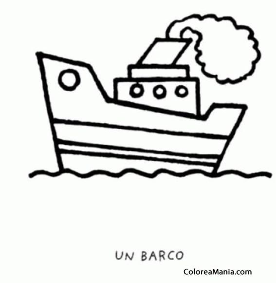 Colorear Barquito con humo (Barcos, Veleros y demás navios), dibujo para  colorear gratis