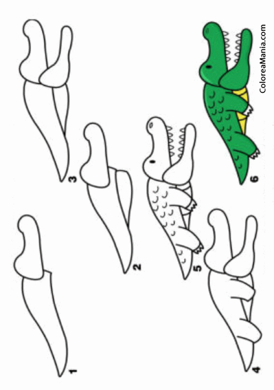 Colorear Como dibujar un cocodrilo (Cómo dibujar animales), dibujo para colorear gratis Colorear Como dibujar un cocodrilo (Cómo dibujar animales), dibujo para colorear gratis