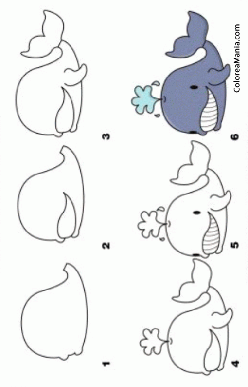 Colorear Como dibujar una ballena (Cómo dibujar animales), dibujo para  colorear gratis