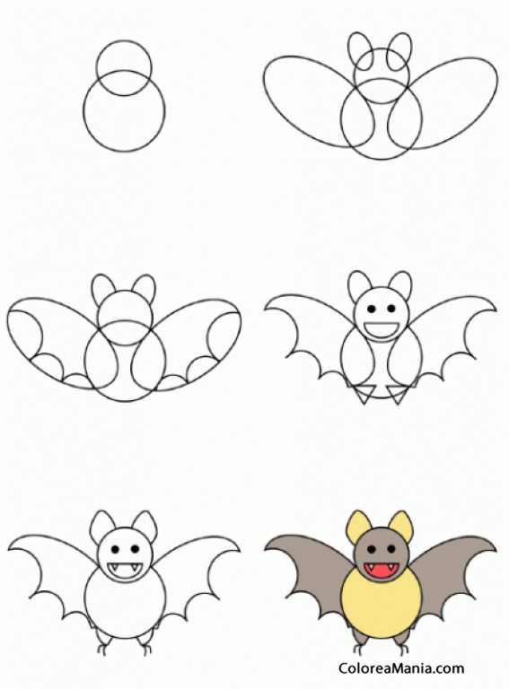 Colorear Como dibujar un murciélago (Cómo dibujar animales), dibujo para  colorear gratis