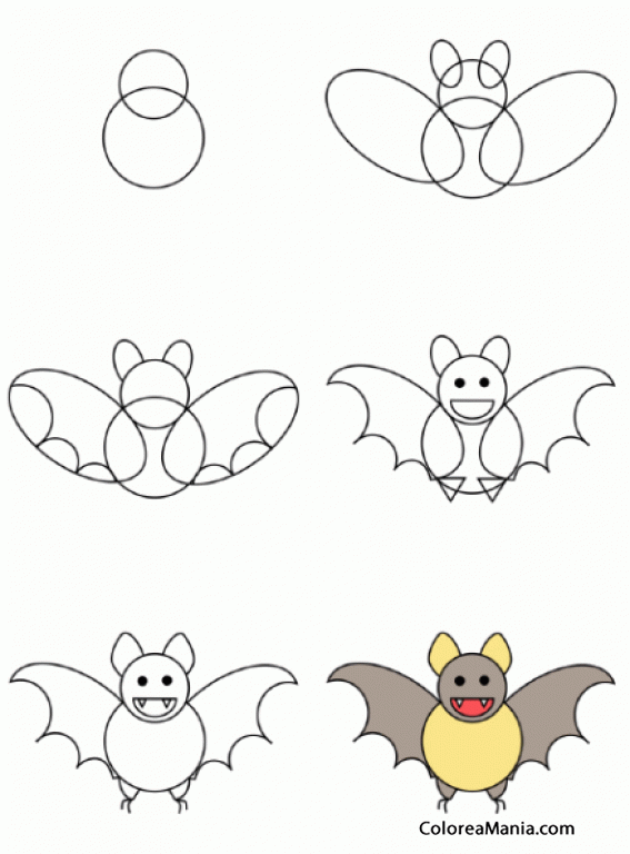 Colorear Como dibujar un murciélago (Cómo dibujar animales), dibujo para colorear gratis Colorear Como dibujar un murciélago (Cómo dibujar animales), dibujo para colorear gratis