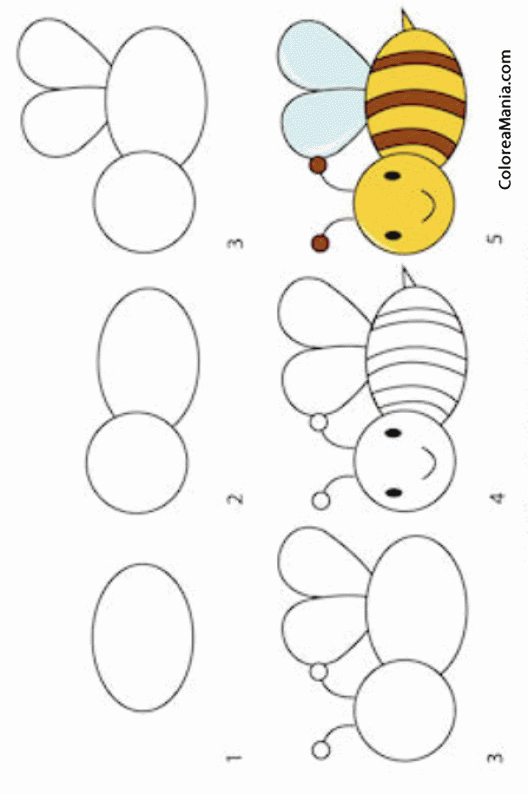 Colorear Dibujar una abeja (Cómo dibujar pequeños animales), dibujo para colorear gratis Colorear Dibujar una abeja (Cómo dibujar pequeños animales), dibujo para colorear gratis