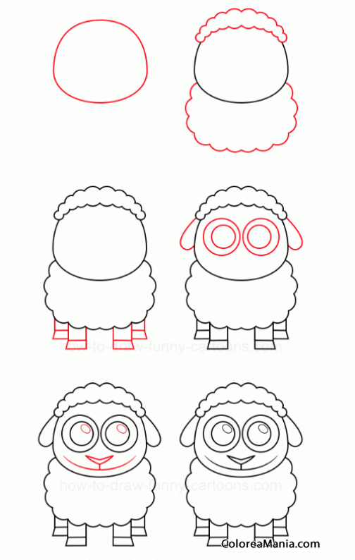 Colorear Como dibujar una oveja 04