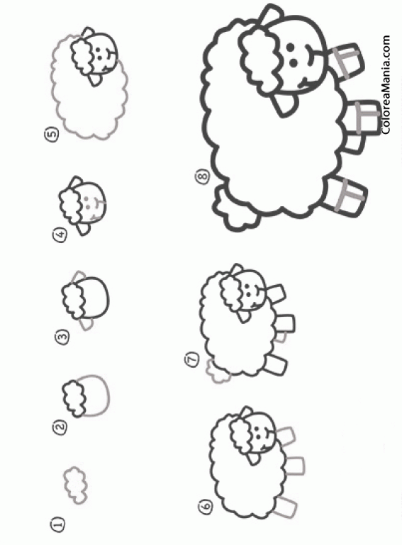Colorear Como dibujar una oveja 02