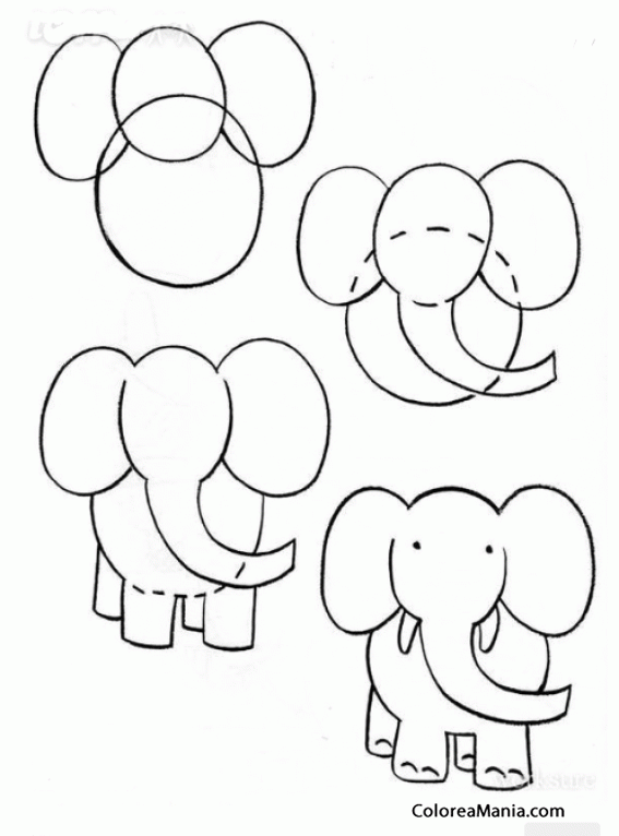Colorear Como dibujar un elefante 01