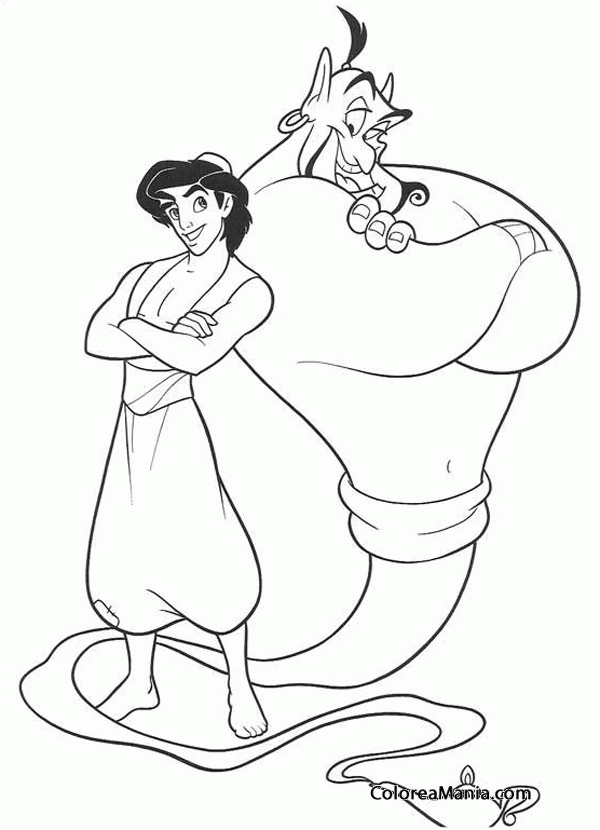 Colorear Aladdin y el genio 2