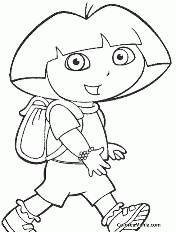 Colorear Dora a al colegio