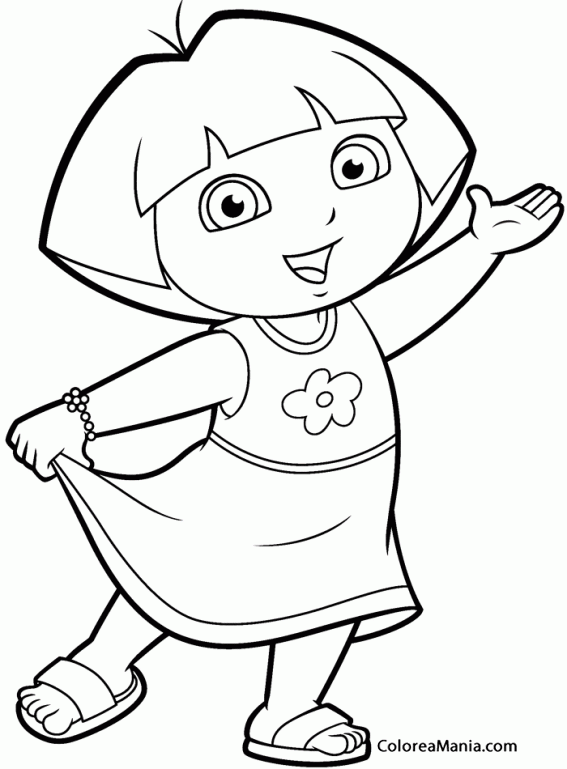 Colorear Dora hace un gesto gentil