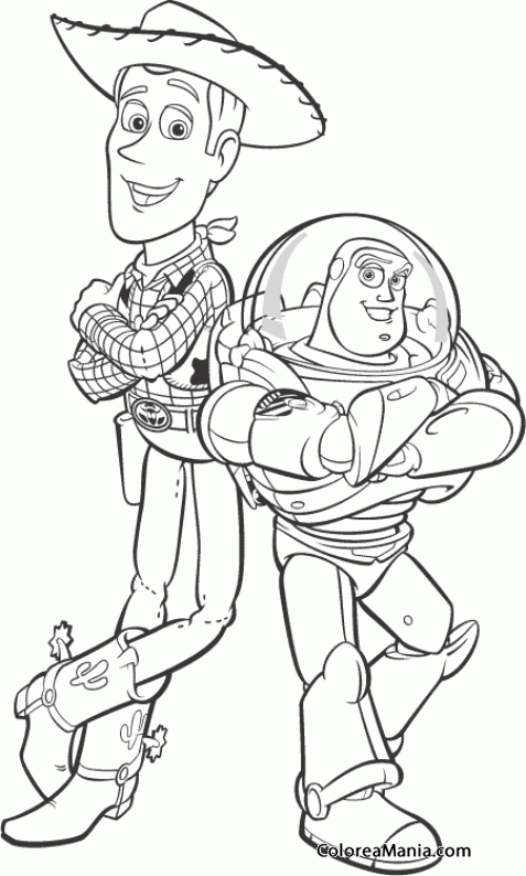 Colorear Buzz Lightyear y Woody