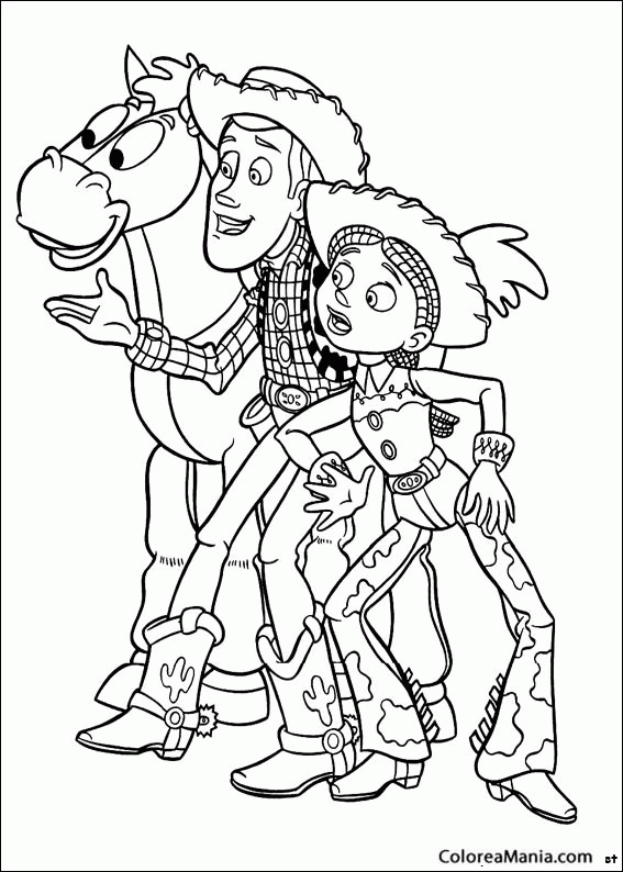Colorear Jessie, Woody y Perdign