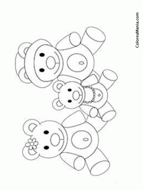 Colorear Familia de ositos (Peluches), dibujo para colorear gratis Colorear Familia de ositos (Peluches), dibujo para colorear gratis