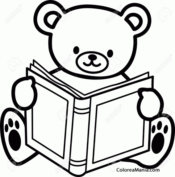 Colorear Osito de peluche con un libro