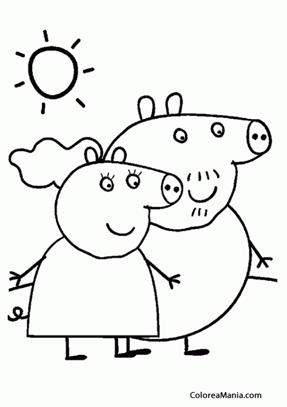 Colorear Papa Pig Y Mama Pig Peppa Pig Dibujo Para Colorear Gratis