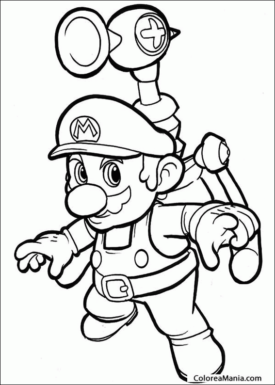 Colorear Mario con equipo de vuelo