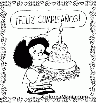Colorear Feliz cumpleaos Mafalda