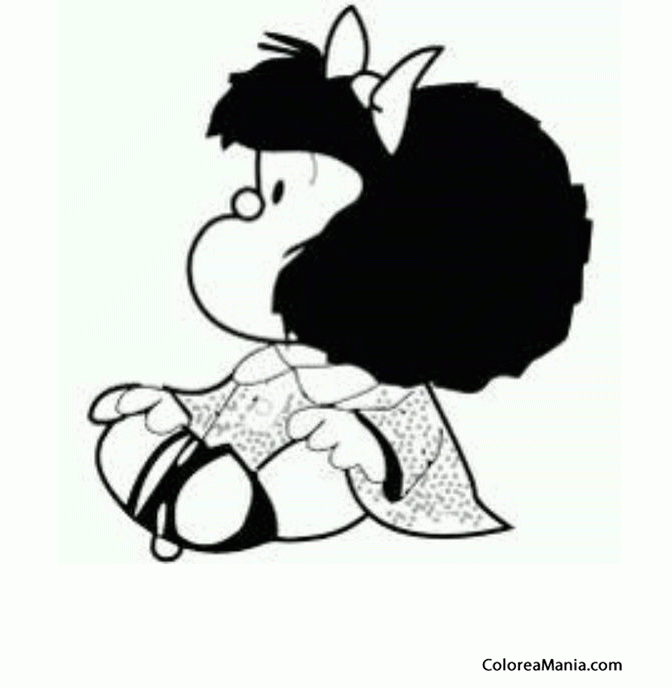 Colorear Mafalda sentada a lo lama