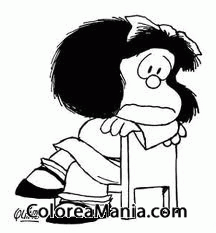 Colorear Mafalda sentada mediogirada