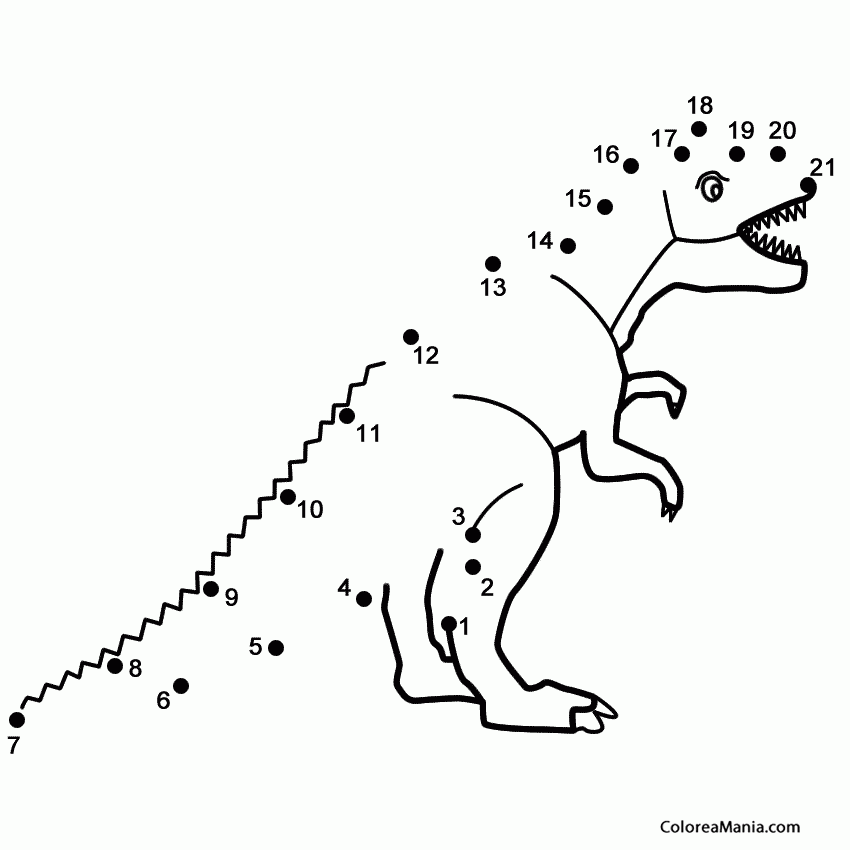 Colorear Rex para unir puntos (Animales), dibujo para colorear gratis