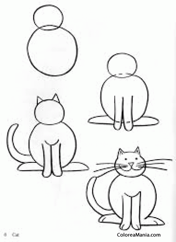 Colorear Un gato sentado de frente (Aprendiendo a dibujar), dibujo para  colorear gratis
