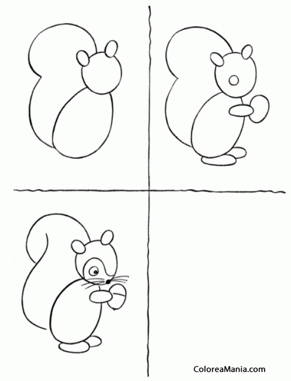 Colorear Una Ardilla (Cómo dibujar pequeños animales), dibujo para colorear  gratis