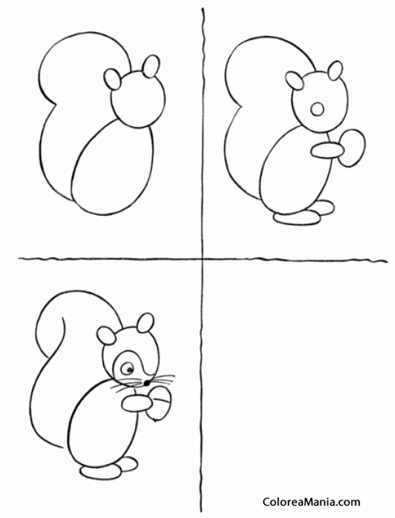 Colorear Una Ardilla (Cómo dibujar pequeños animales), dibujo para colorear gratis Colorear Una Ardilla (Cómo dibujar pequeños animales), dibujo para colorear gratis