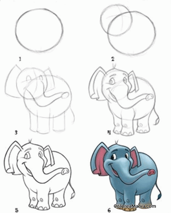 Colorear Cmo dibujar un elefante 2