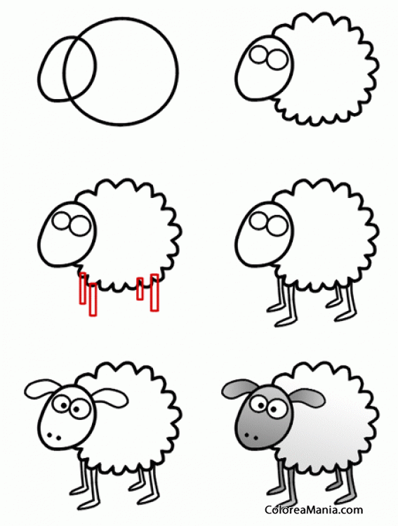 Colorear Cmo dibujar una oveja 2