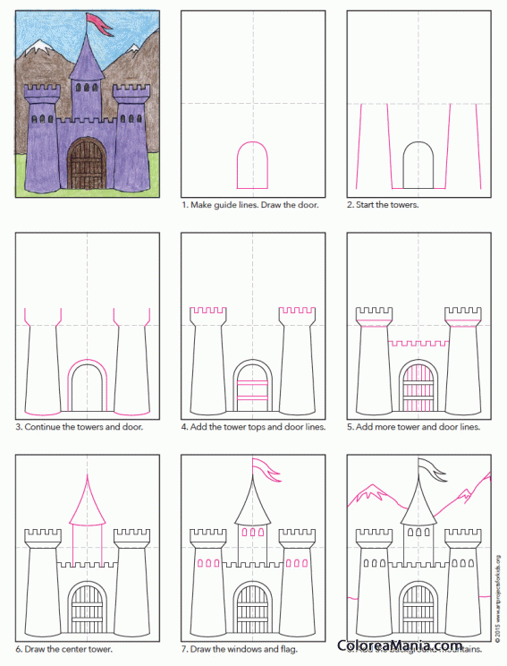 Colorear Cmo dibujar un Castillo Medieval