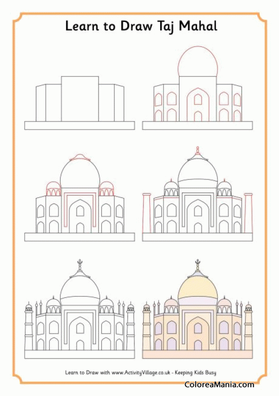 Colorear Cmo dibujar el Taj Mahal
