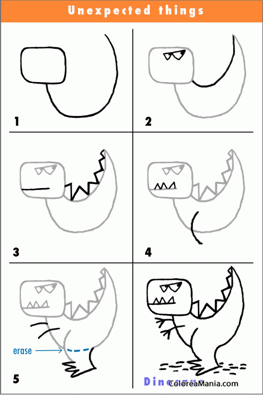Colorear Cmo dibujar un dinosaurio